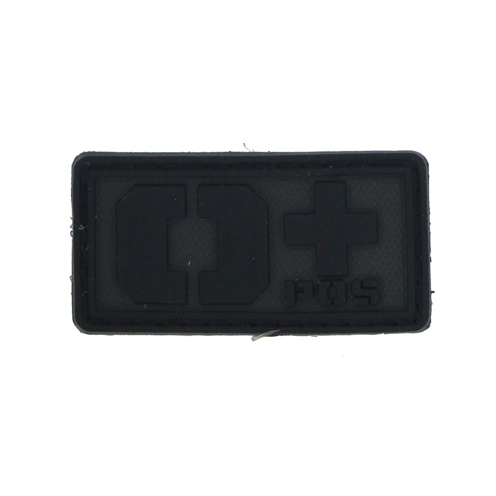 Patch PVC groupe sanguin O+ noir