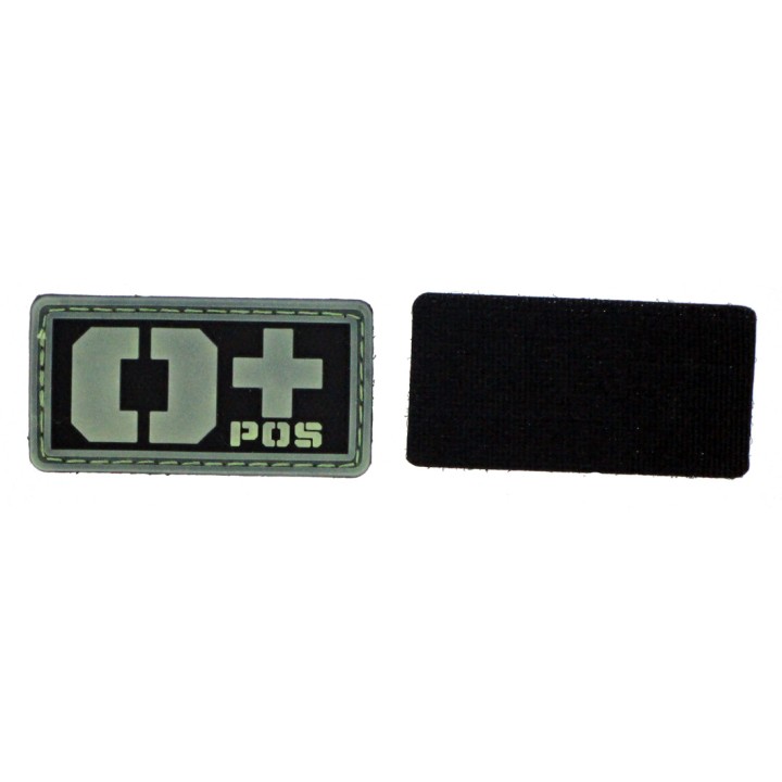 Patch PVC groupe sanguin O+ fond noir olive