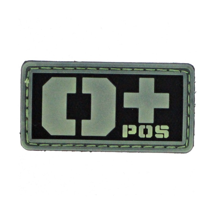Patch PVC groupe sanguin O+ fond noir olive