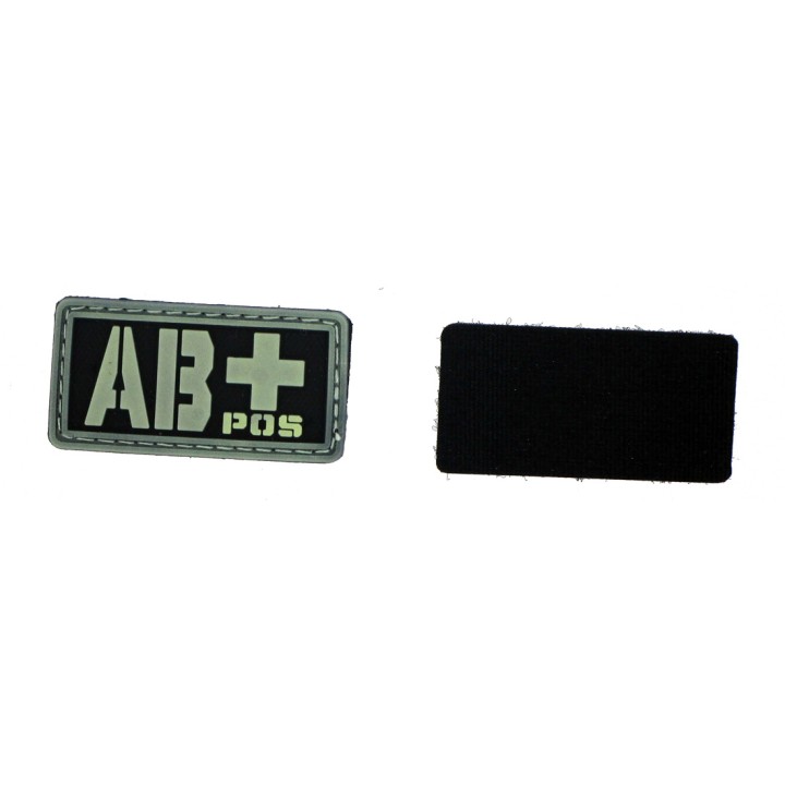 Patch PVC groupe sanguin AB+ fond noir olive