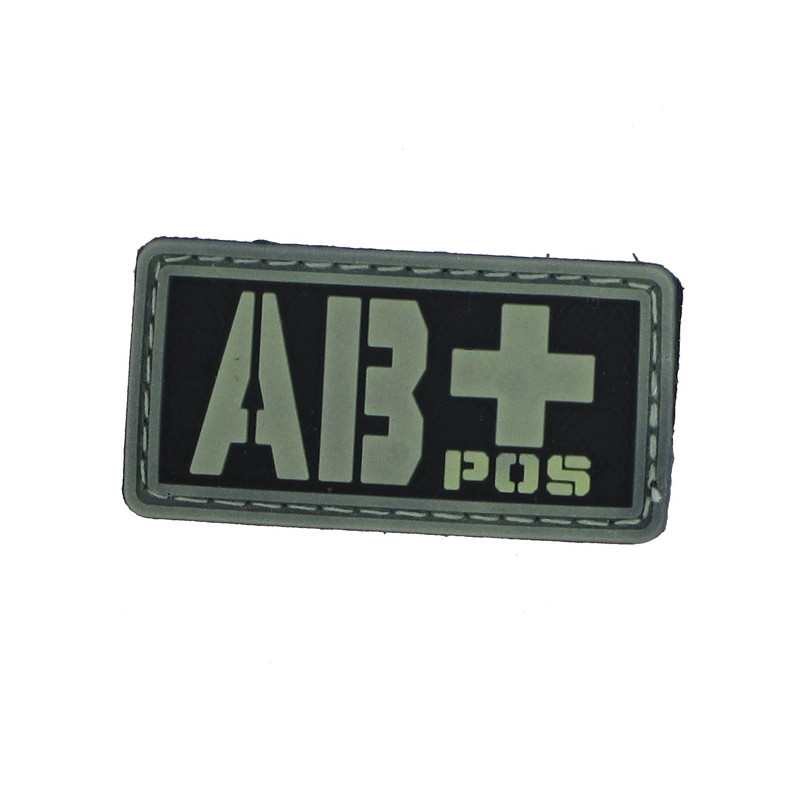 Patch PVC groupe sanguin AB+ fond noir olive