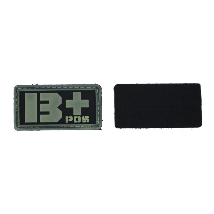 Patch PVC groupe sanguin B+ fond noir olive