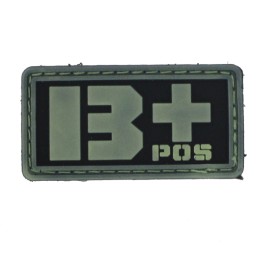 Patch PVC groupe sanguin B+ fond noir olive