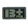 Patch PVC groupe sanguin B+ fond noir olive