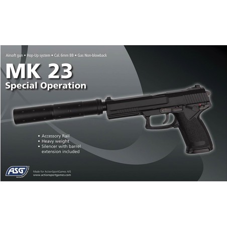 Gaz culasse fixe MK23 hop-up noir