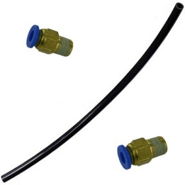 Le lot de deux raccords droit 6mm avec durite 6 mm
