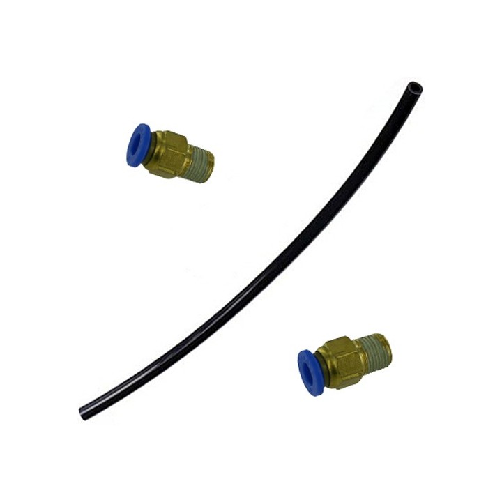 Le lot de deux raccords droit 6mm avec durite 6 mm
