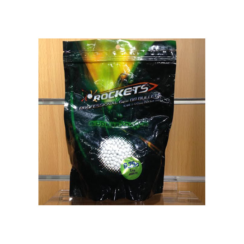Bille airsoft Rockets 0.25GR - 4000 Billes BIO 1KG