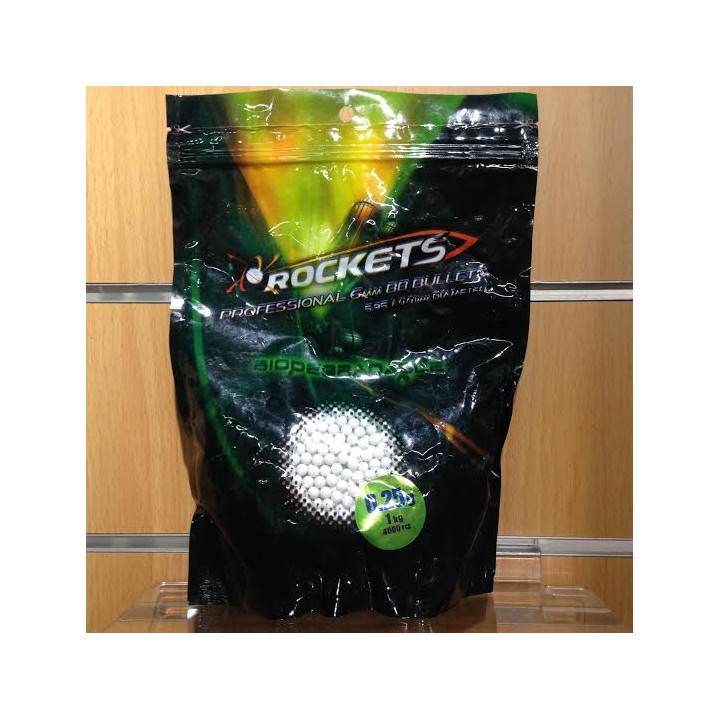 Bille airsoft Rockets 0.25GR - 4000 Billes BIO 1KG