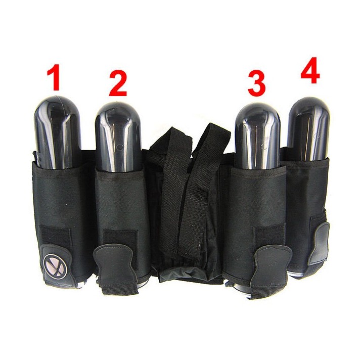 Paintball harnais GXG 4 pots + emplacement bouteille + 4 pots140 billes