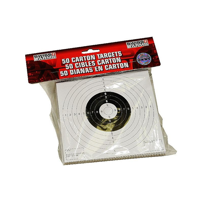 Cible carton (x50) 14 X 14 pour tir BB's 6mm & 4,5mm SWISS ARMS