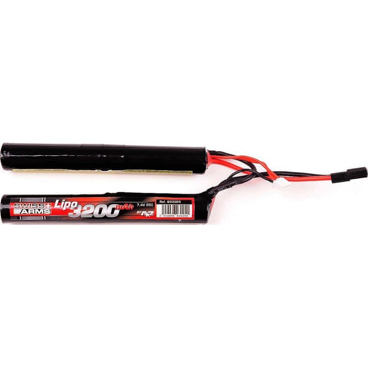 SWISS ARMS Lipo 7,4V 3200mAh 25C Round Stick Twin Swiss Arms...