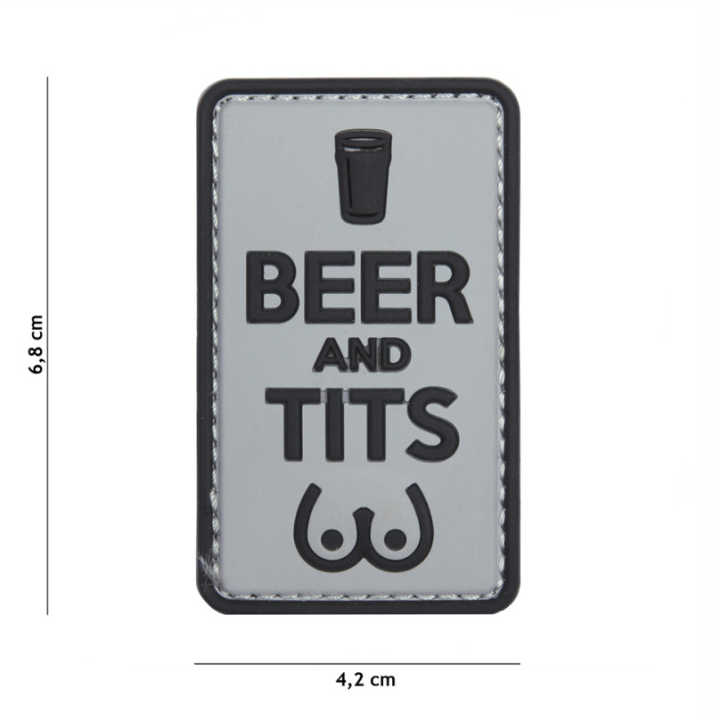 Patch 3D PVC Beer grey/black