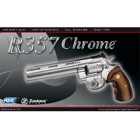Réplique de poing, gaz culasse fixe, R-357, chromé