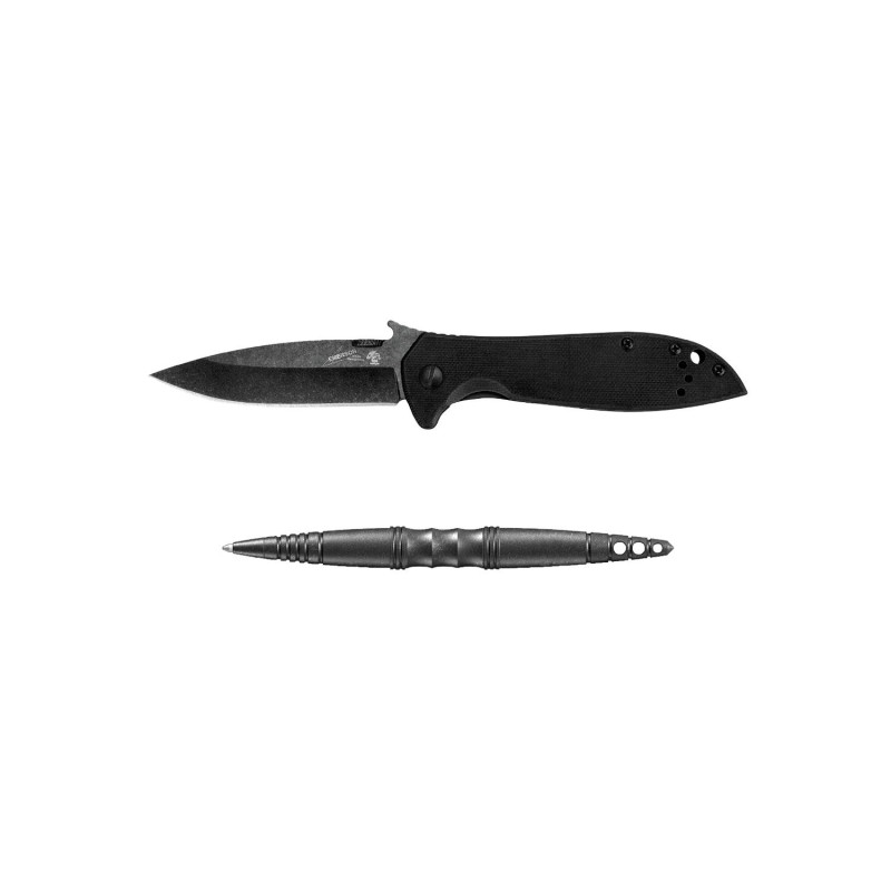 Kershaw - Couteau Noir CQC-4K + Stylo Tactique