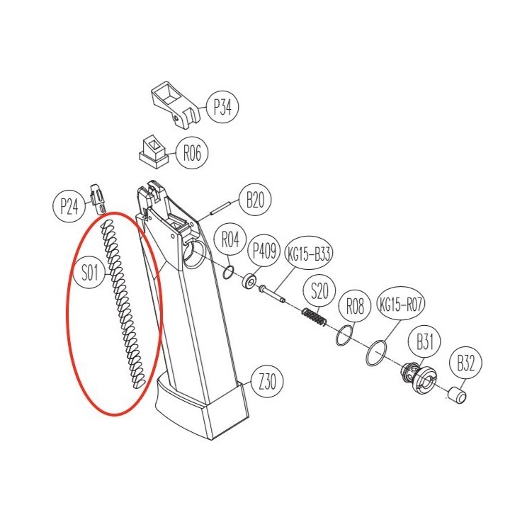 CO2 Magazine Spring for KWC KCB-12AHN / Sigma SW40