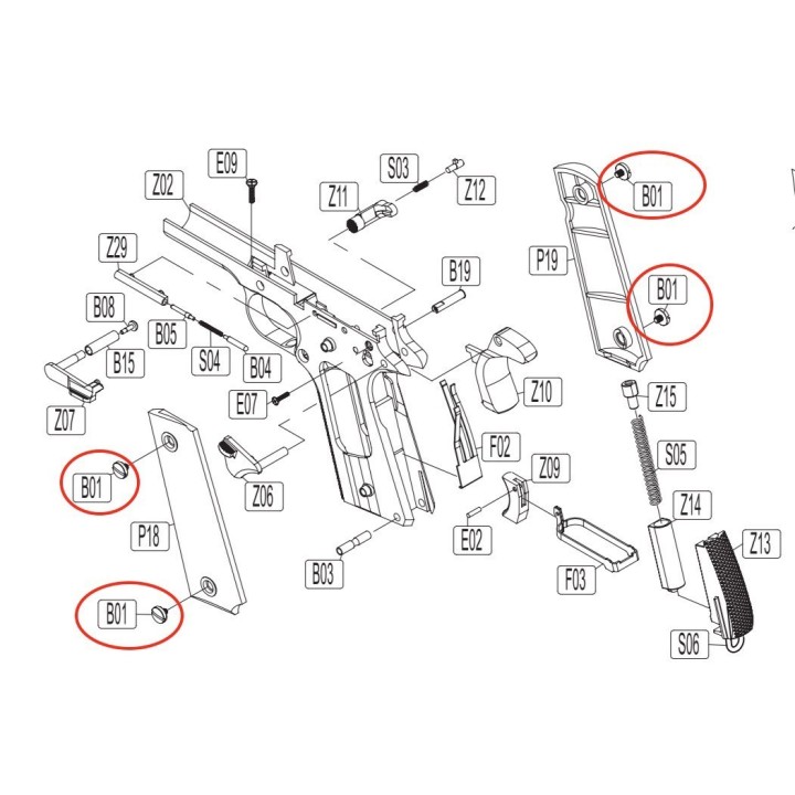 Grip Screws for KWC KCB-76 / M1911