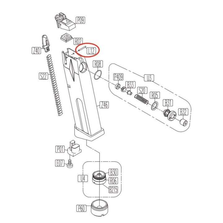 CO2 Magazine Pin for KWC KCB-15 / PT92 / PT99