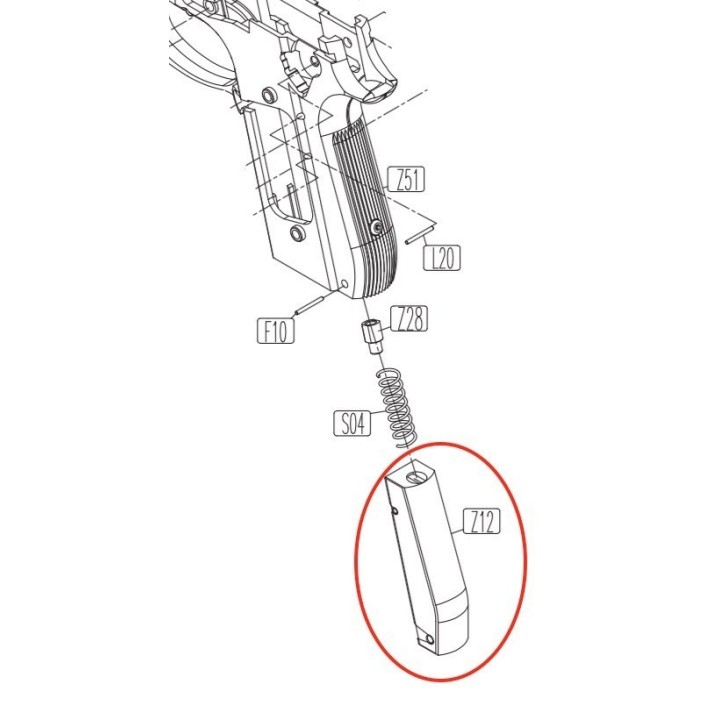 Main Spring Housing for KWC KCB-15 / PT92 / PT99