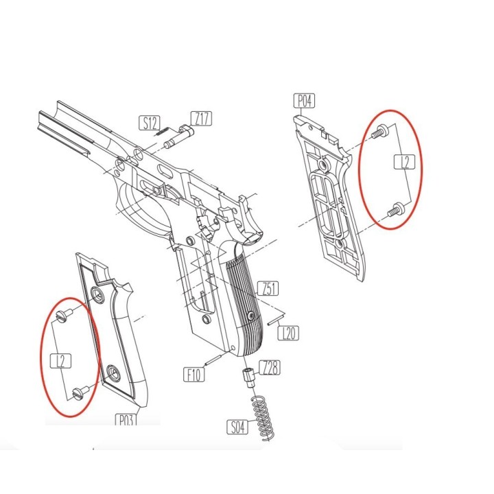 Grip Screws for KWC KCB-15 / PT92 / PT99