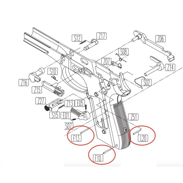 Chassis Pins for KWC KCB-15 / PT92 / PT99