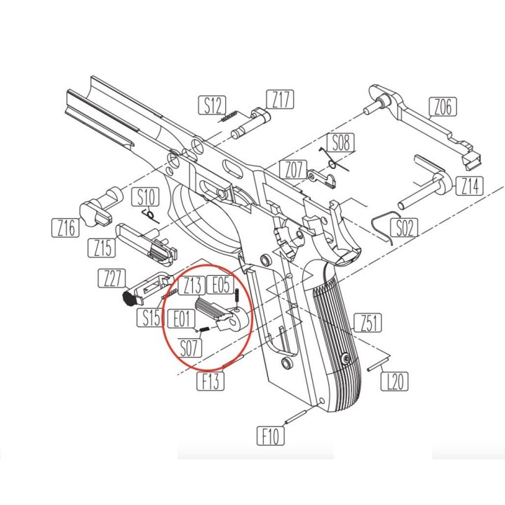 Selector Lever for KWC KCB-15 / PT92 / PT99