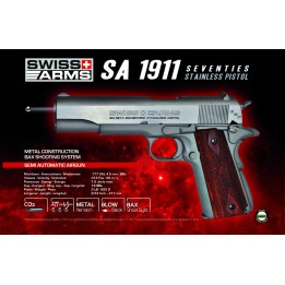 SWISS ARMS 1911 SEVENTIES STAINLESS PISTOL 4,5mm culasse mobile /C6