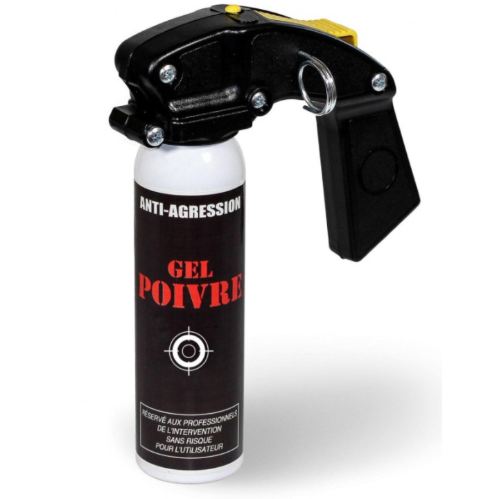 Aérosol lacrymogène anti-agression gel poivre 100 ml avec poignée