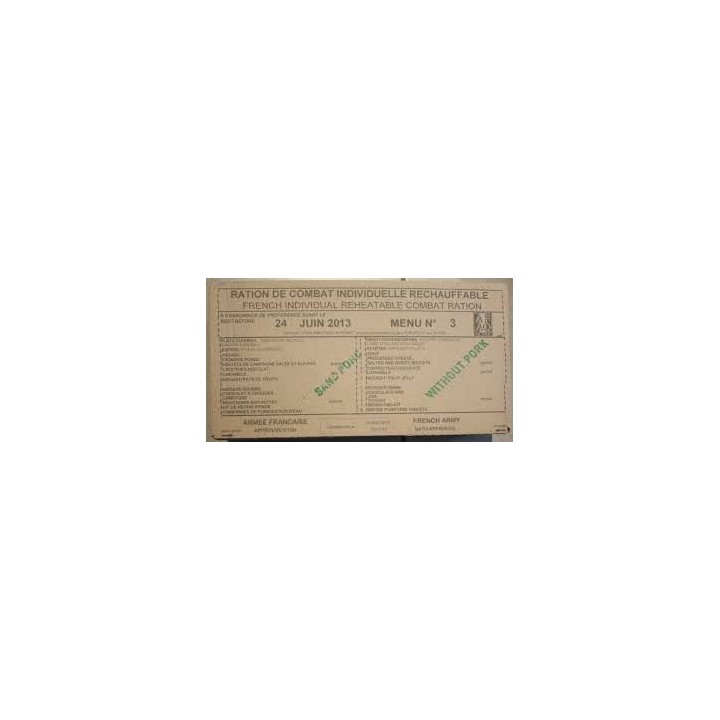 Ration de combat Menu sans porc