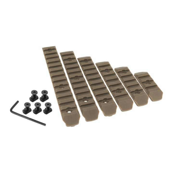 JJ airsoft M-LOK Polymer Rail Set 6-PC Pack (Tan)