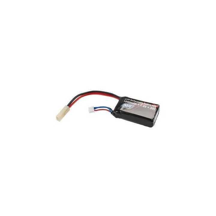 ASG - Batterie Lipo 7.4v - 1000Mah - 30C - Connecteur Mini Tamiya