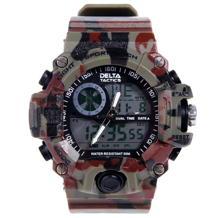 Tactical montre homme analogique et digitale camo