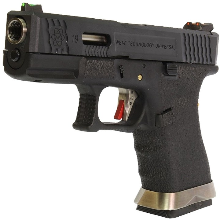 R19 (G003WET-5) Gen4 T5, metal slide, silver barrel, GBB, black