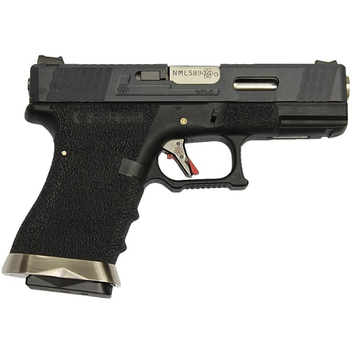 R19 (G003WET-5) Gen4 T5, metal slide, silver barrel, GBB, black