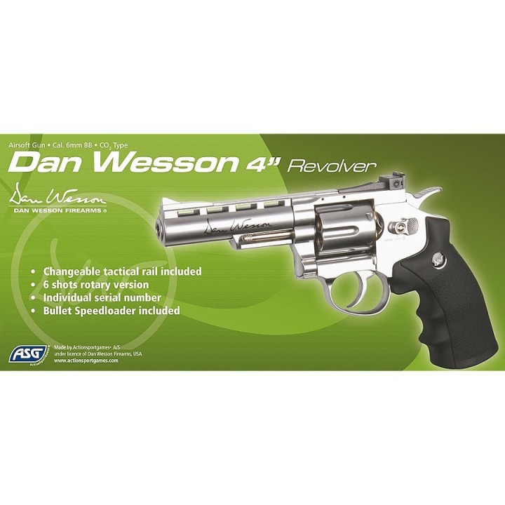 Dan Wesson 4" Silver CO2 Airsoft Replica - 6-Shot Metal Revolver