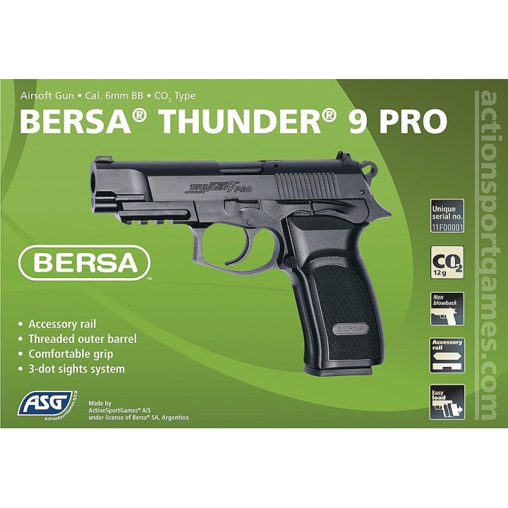 bersa thunder 9 pro pistolet co2 airsoft asg rail picatinny