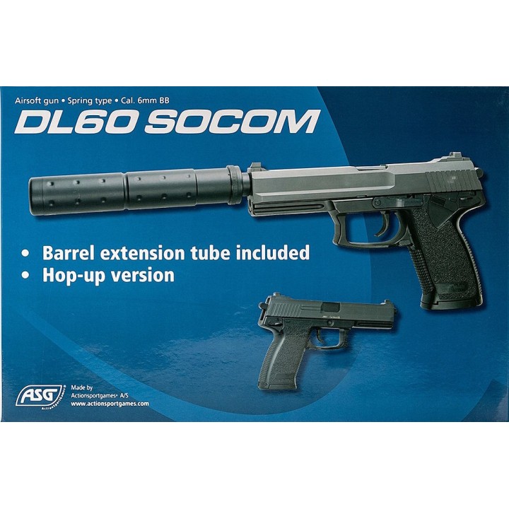 MK23 Socom ASG - Airsoft Spring Pistol with Silencer