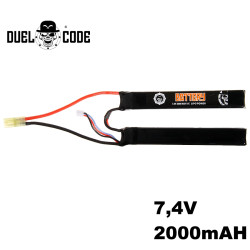batterie lipo 7.4v 2000mah duel code airsoft mini tamiya
