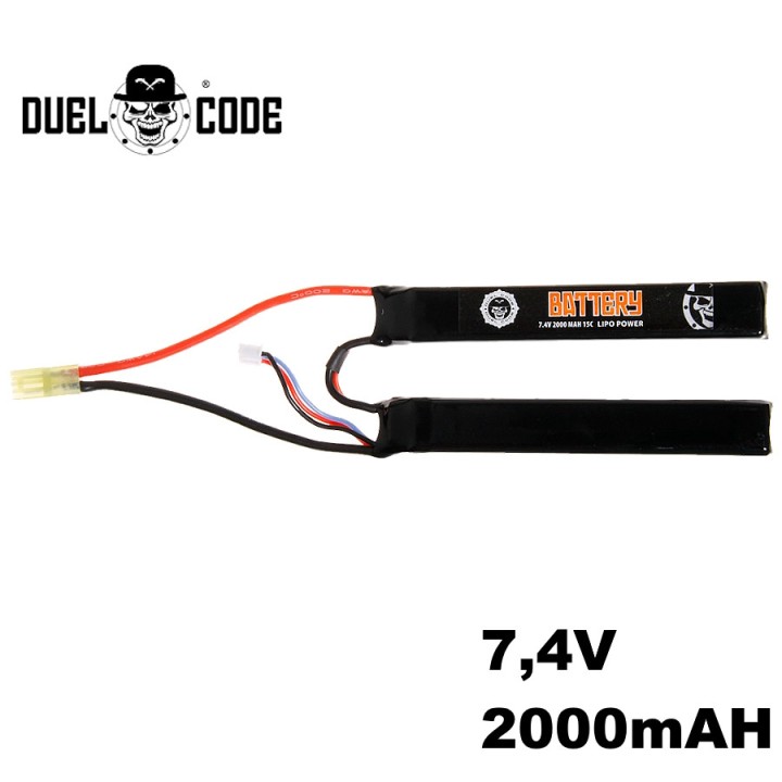 BATTERIE LIPO 7.4V 2000 MAH 15C DUEL CODE - Produits Airsoft