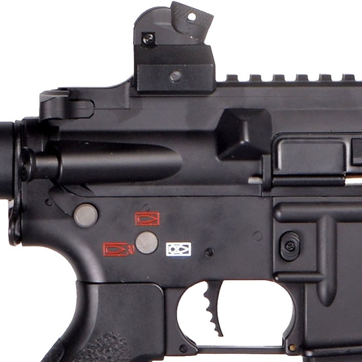 Détail de la gâchette droite aluminium et corps métal Shogun MK1