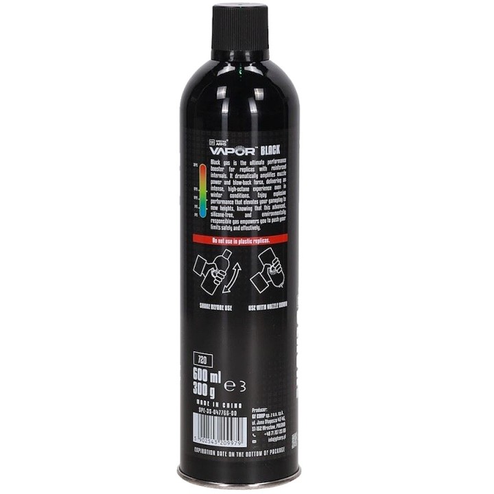 SA VAPOR™ Black Airsoft Green Gas 217 PSI (600 ml) - Black