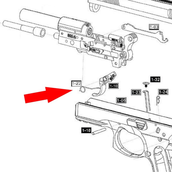 Piece detachee officielle numéro 1-22 pour bloc détente mécanique ASG CZ75