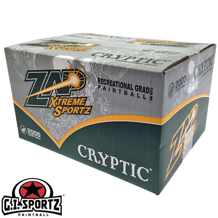 Billes paintball GI Sportz ZAP Cryptic calibre 68 vertes et jaunes