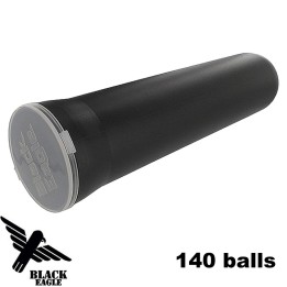Tube paintball noir 140 billes Black Eagle calibre 68 flick lid