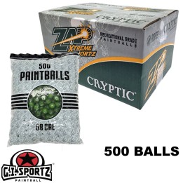 Bille paintball coque resistante calibre .68 verte GI Sportz ZAP Cryptic