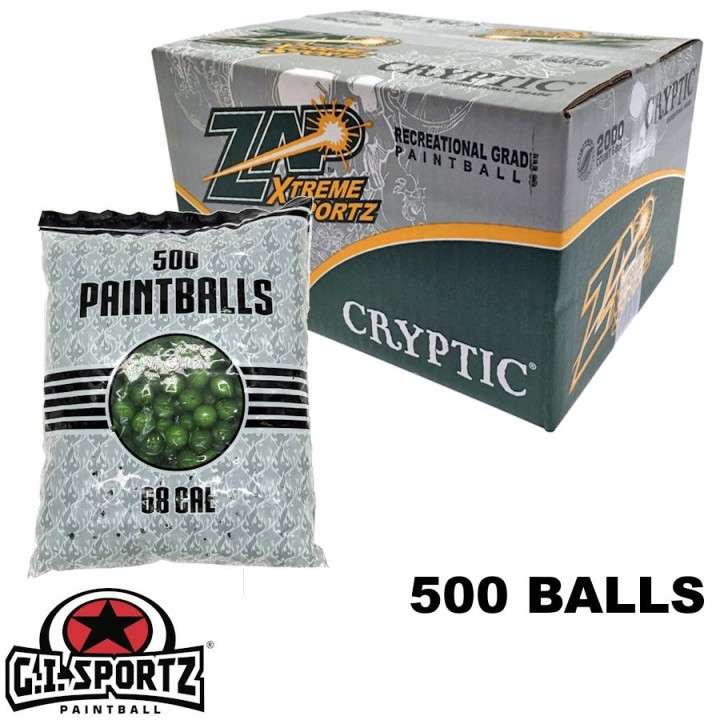 Bille paintball coque resistante calibre .68 verte GI Sportz ZAP Cryptic
