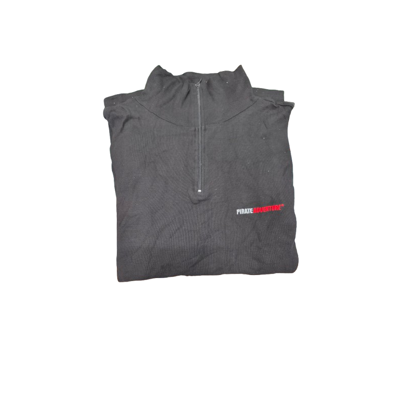 Polo Noir PIRATE - Taille XL (Manche Longue)