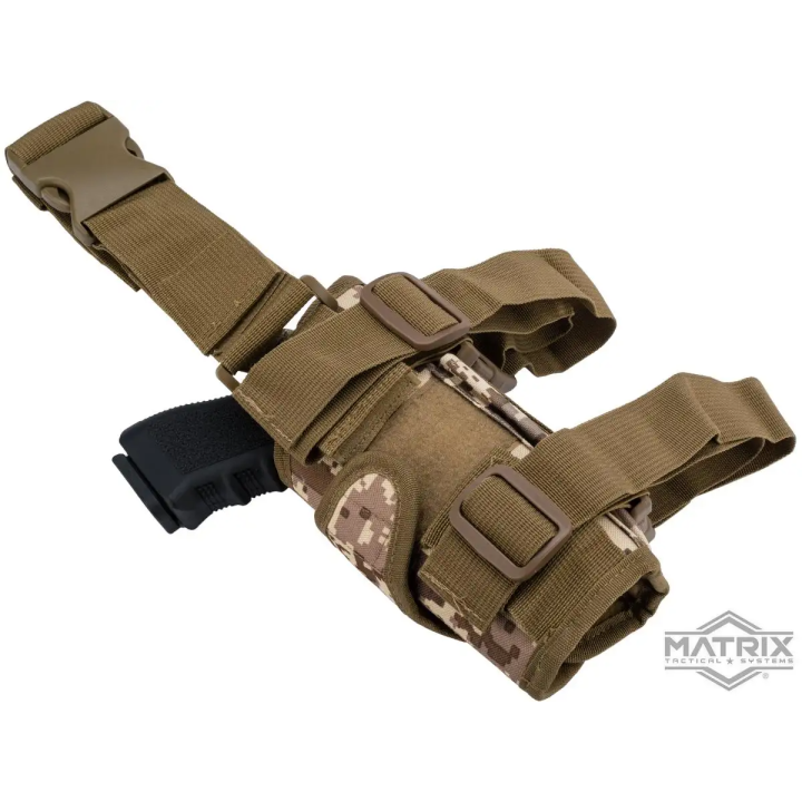 Holster de cuisse universel tactique Tornado pour gaucher - Digital Desert - Matrix