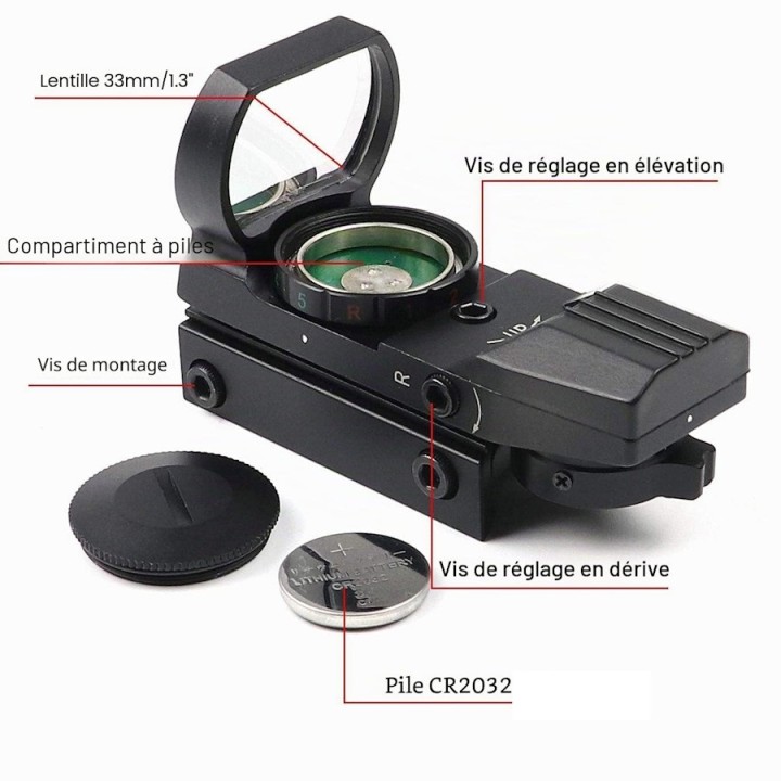 Pile bouton lithium 3V CR2032 pour viseur point rouge